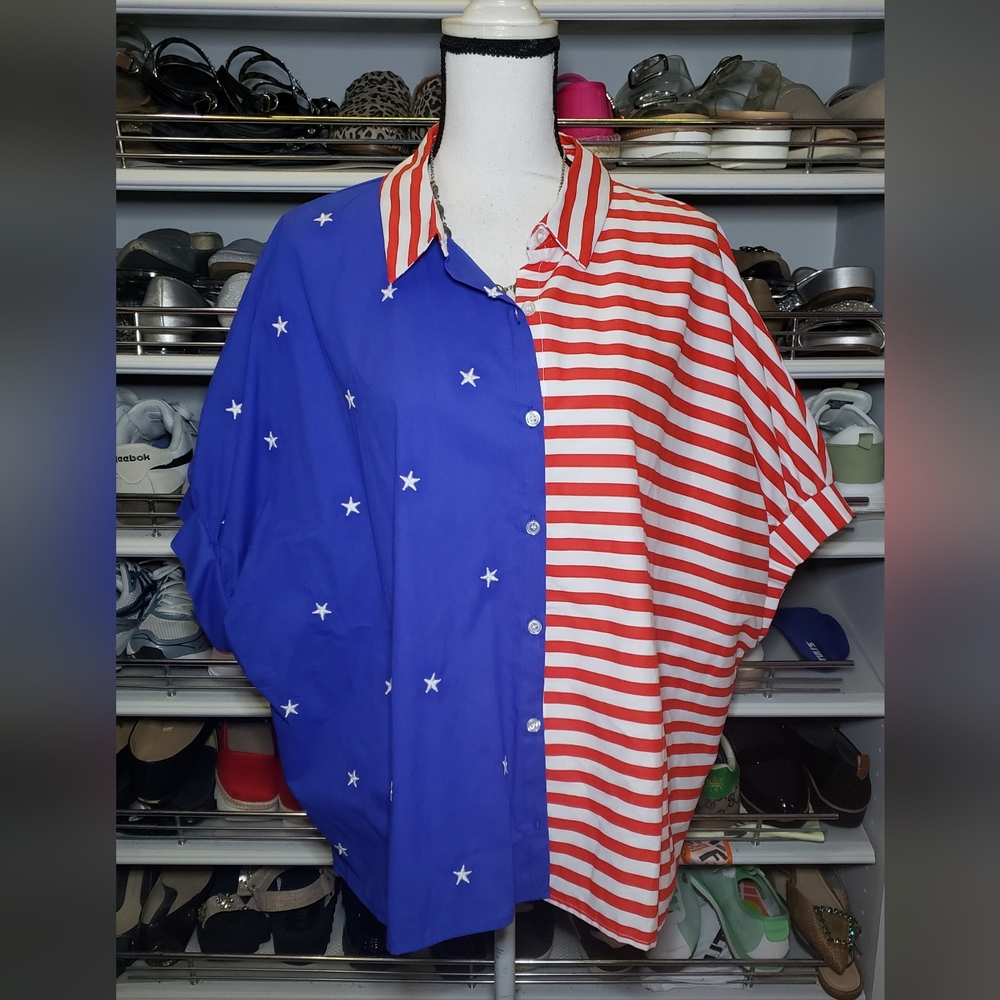 OVERSIZED RED WHITE AND BLUE